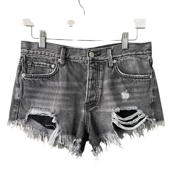 Free People We The Free Distressed Cut Off Denim Shorts - 25 - Picture 1 of 5